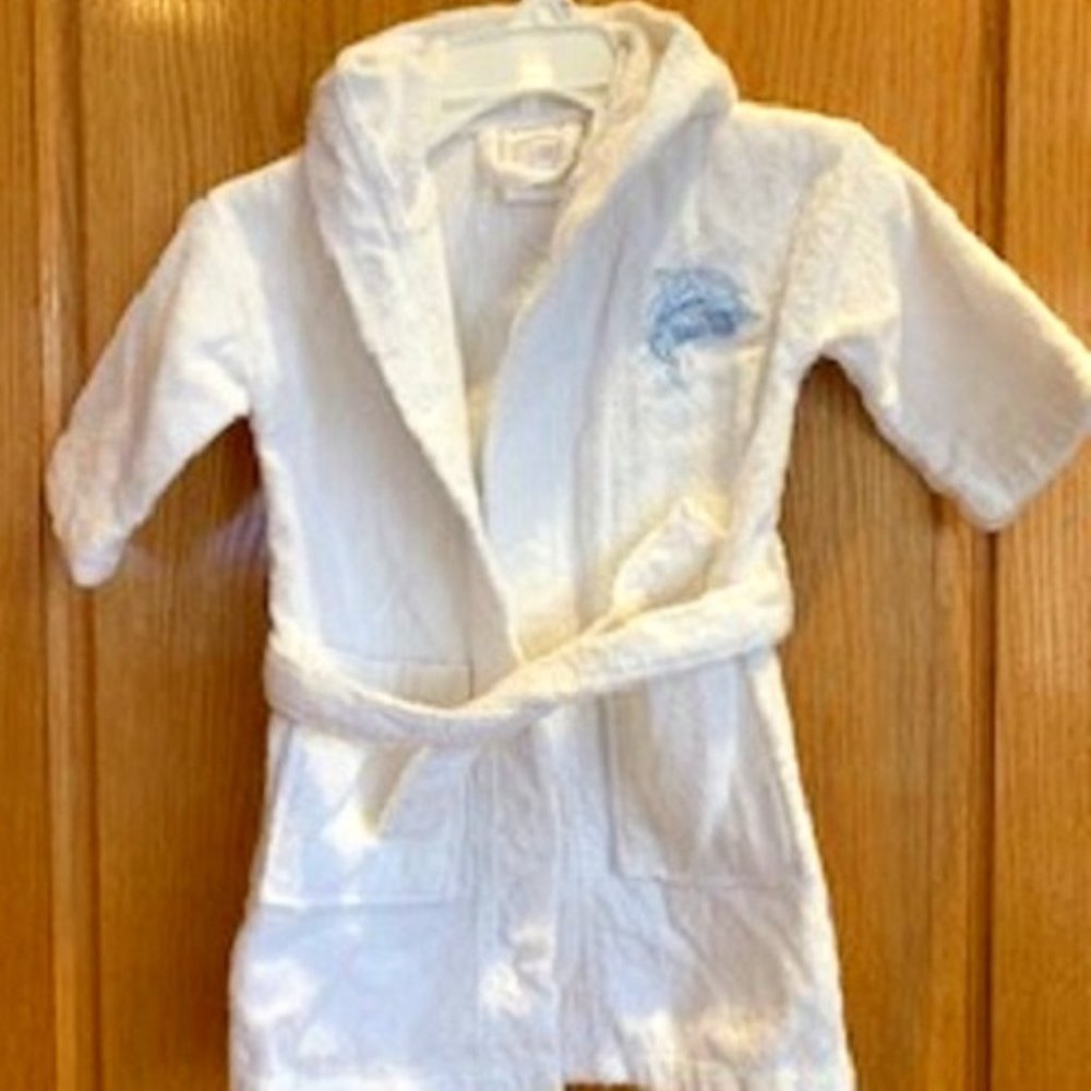NEW Kids Unisex 100% Turkish Cotton White Hooded Terry Bathrobe w/ Belt